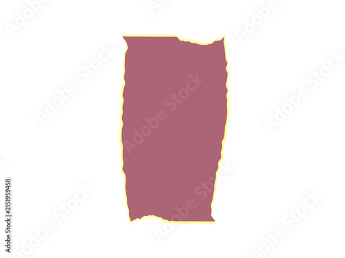 A single piece of torn paper with a yellow border on black