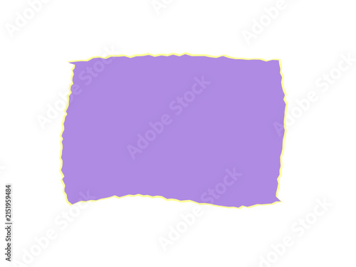 A single rectangular purple paper cutout with jagged edges on black background