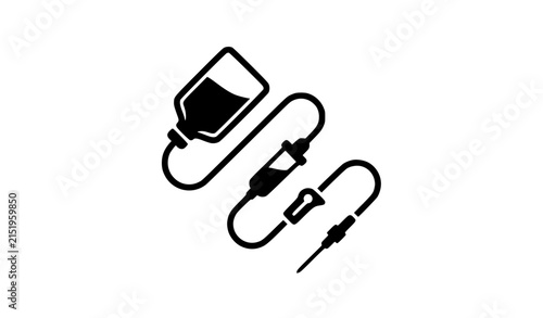 Intravenous Infusion Medical Equipment Silhouette Icon Vector Isolated on White