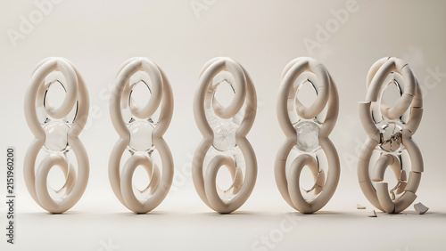 Abstract series of sculptural eight shapes in white clay or ceramic with sculpture abstract minimalist sculptural geometric creative