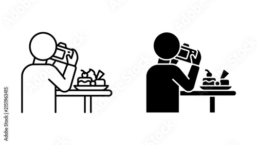 Person photographing food illustration set