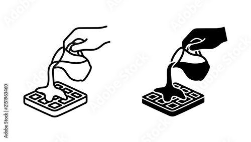 Pouring Syrup on Waffle Illustration Icons
