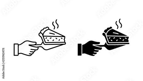 Serving a Slice of Hot Pie Minimalist Vector Icons