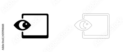 Eye looking out of frame vector icon filled and outline, attention focus and conscious observation symbol.