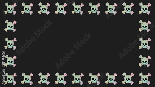 Halloween Holographic Heart Eyes Skull Stickers Frame Pattern Background Loop