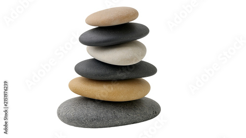 Fotografía Stack of smooth, rounded river stones in various colors