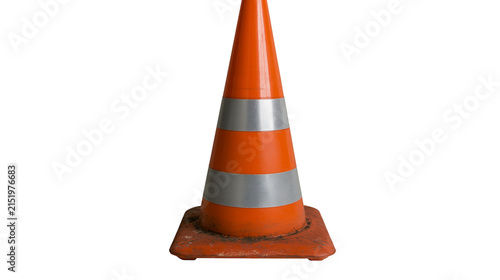 Quadro su tela Orange traffic cone with silver reflective stripes