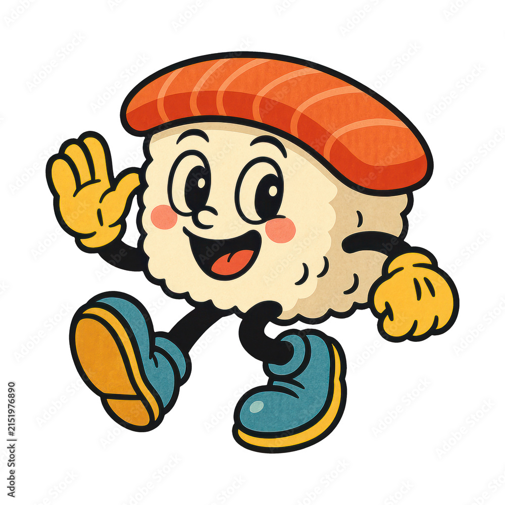 Naklejka premium PNG Playful sushi character illustration.