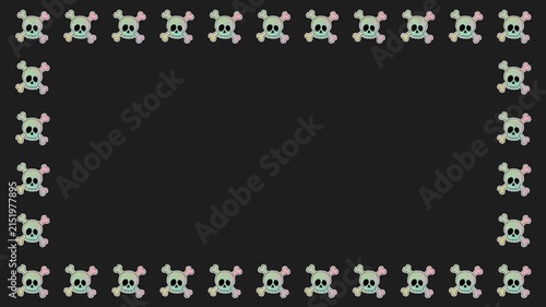 Halloween Holographic Skull Stickers Frame Pattern Background Loop