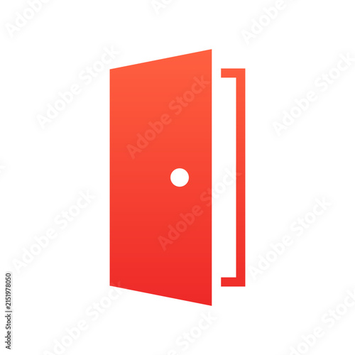 Red open door vector icon for app design