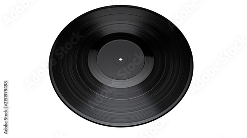 Black vinyl record with grooves and center hole
