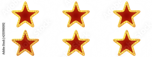Colorful Star Shapes Decorated with Bright Yellow Lights and Red Centers