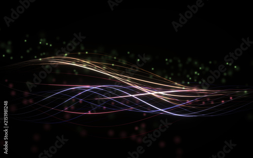Bild auf Leinwand A mesmerizing 3D abstract digital render featuring dynamic luminous light trails