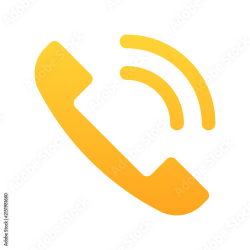 Yellow phone call icon vector graphic