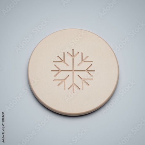 Smooth polished wooden item with a snowflake design on a light background for product display and catalog use
