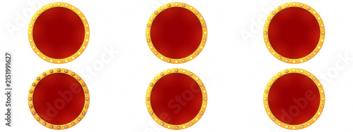 Red Circle Frames with Gold Accents for Graphic Design Projects
