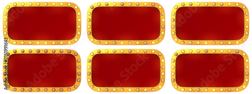 Empty Red Vintage Marquee Sign with Gold Light Bulbs for Events