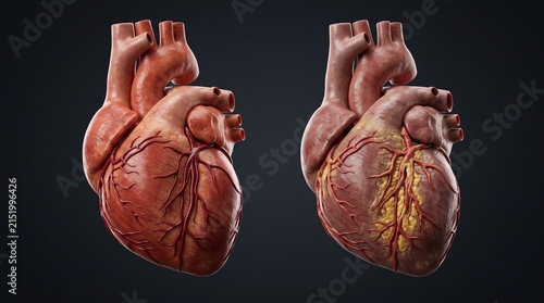 Detailed 3D Rendered Human Heart Anatomy Model.