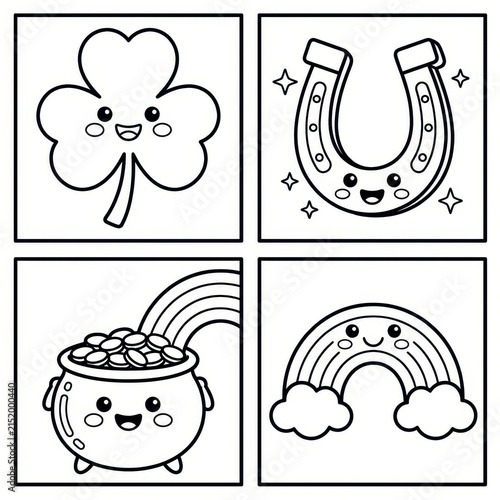 Cute St Patricks Day Symbols Coloring Pages