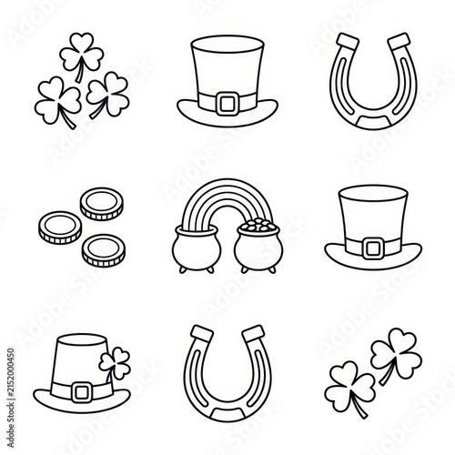 St. Patrick's Day icons on transparent background