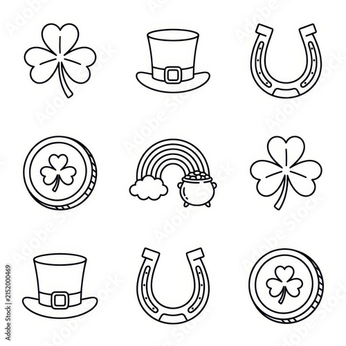 St. Patrick's Day icons outline