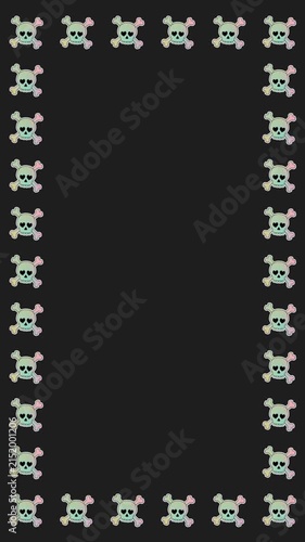 Halloween Holographic Heart Eyes Skull Stickers Vertical Frame Pattern Loop