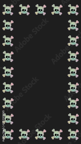 Halloween Holographic Skull Stickers Vertical Frame Pattern Loop
