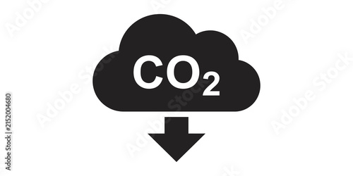 Foto CO2 cloud icon with downward arrow symbolizing carbon dioxide emission reduction