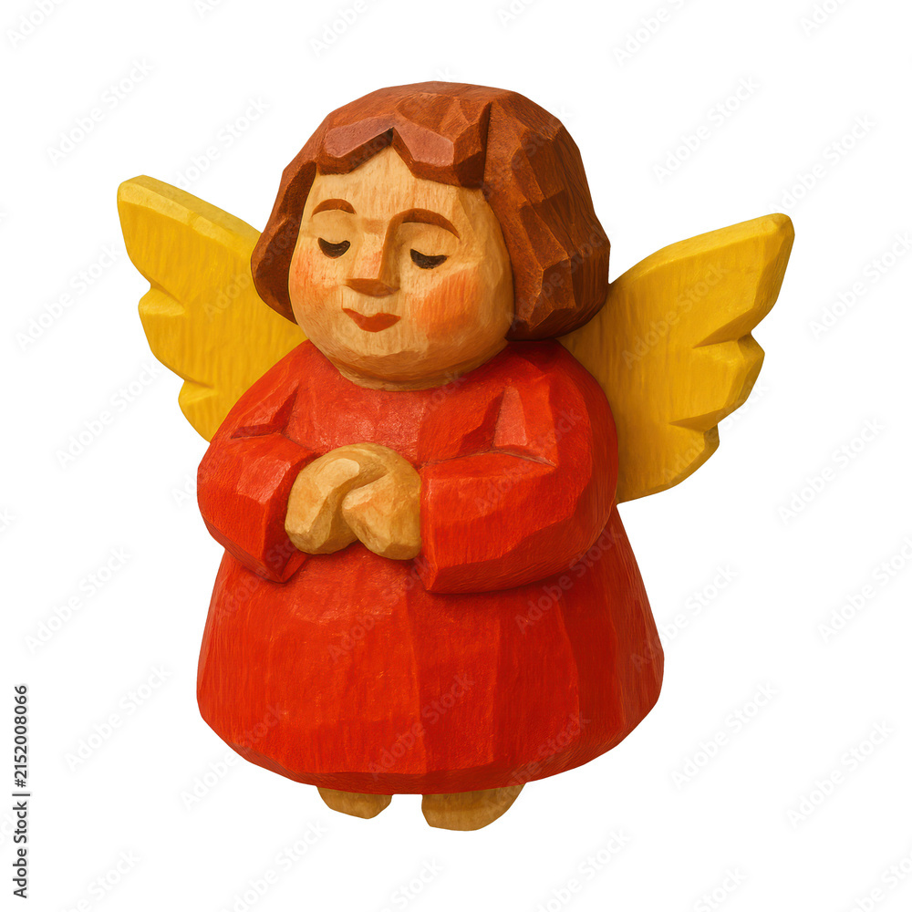 Fototapeta premium PNG Charming wooden angel figurine