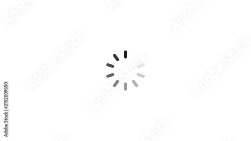 Minimalist rotating loading spinner animation on white background, progress waiting