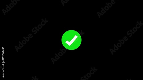 Green checkmark animation on black background, minimalist success and approval for ui tick