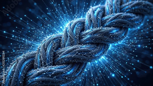 Abstract Digital Network Connection Represented by a Thick Rope.