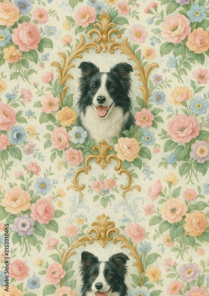 Obraz premium Floral canine elegance wallpaper
