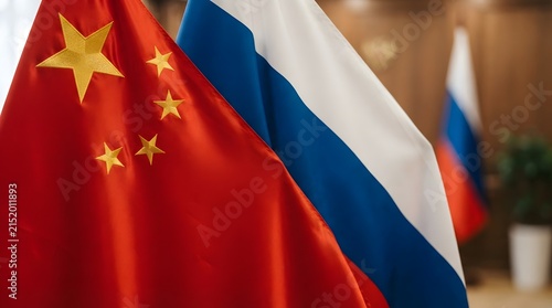 A striking image showcasing the flags of china and russia symbolizing international relations and diplomacy