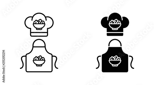 Set of Chef Hat and Apron Vector Icons