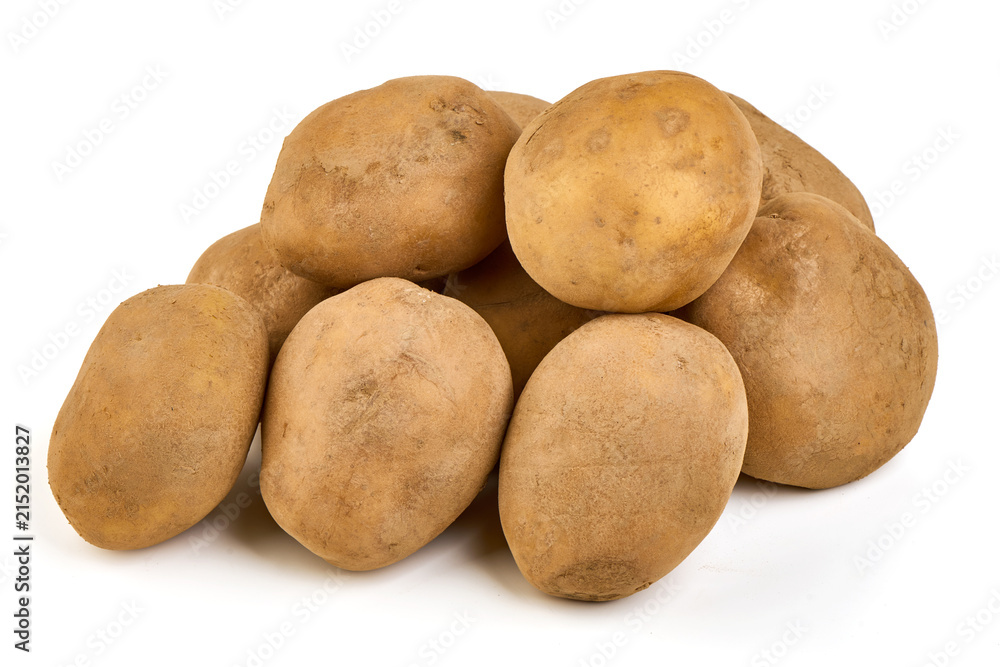 Fototapeta premium Pile of Fresh Raw Potatoes on White Background