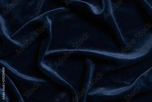 Bild auf Leinwand Luxury navy blue velvet fabric background texture with soft folds