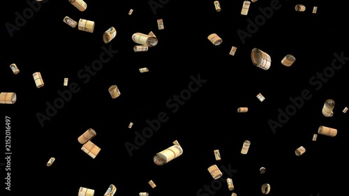 Falling rolled up Won bills loop Rain Wealth
