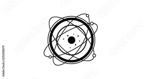 Canvas Print Simple black and white atomic model.