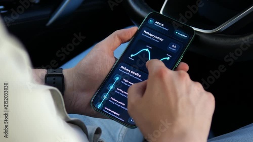 A user checks a completed package journey and delivery timeline on a smartphone, highlighting real-time logistics, last-mile tracking and transparent ecommerce fulfillment.