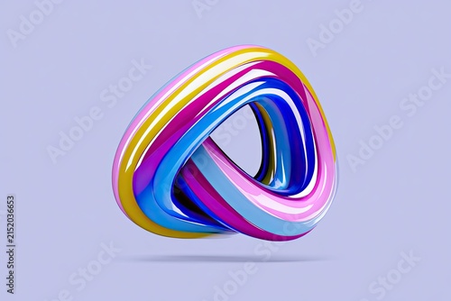 A vibrant, swirling M?bius strip-like loop in multi-colored glossy material