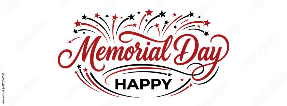 Fototapeta premium Happy Remembrance Day Lettering | Minimal Memorial Typography Vector