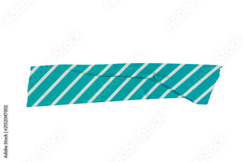 Ripped torn striped blue adhesive tape on transparent background, washi tape design element