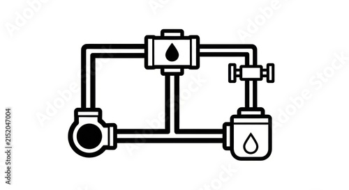 Cuadro en lienzo Industrial water pipeline system diagram.