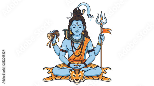 Принти на полотні Spiritual Deity Meditating with Symbols