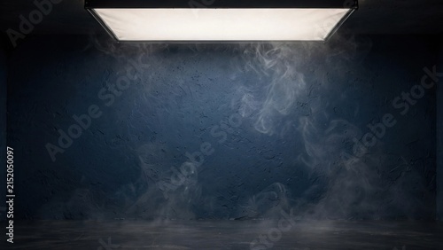 Mysterious Dark Room with Dramatic Lighting and Smoke Effects.