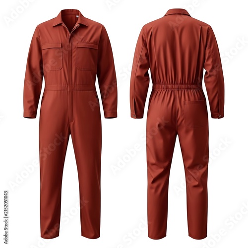 mockup of a brick red color coverall