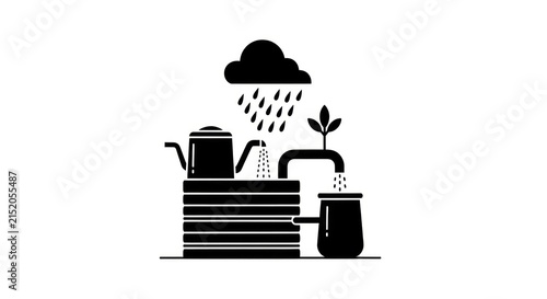Watering can plant growth concept.