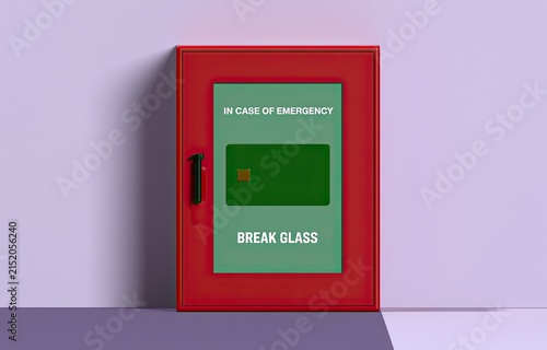 Red emergency case with green panel, 