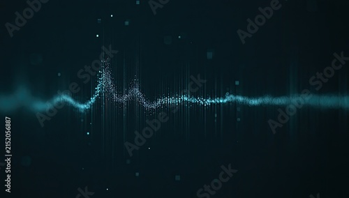 Obraz na płótnie Abstract glowing particle waveform against dark background